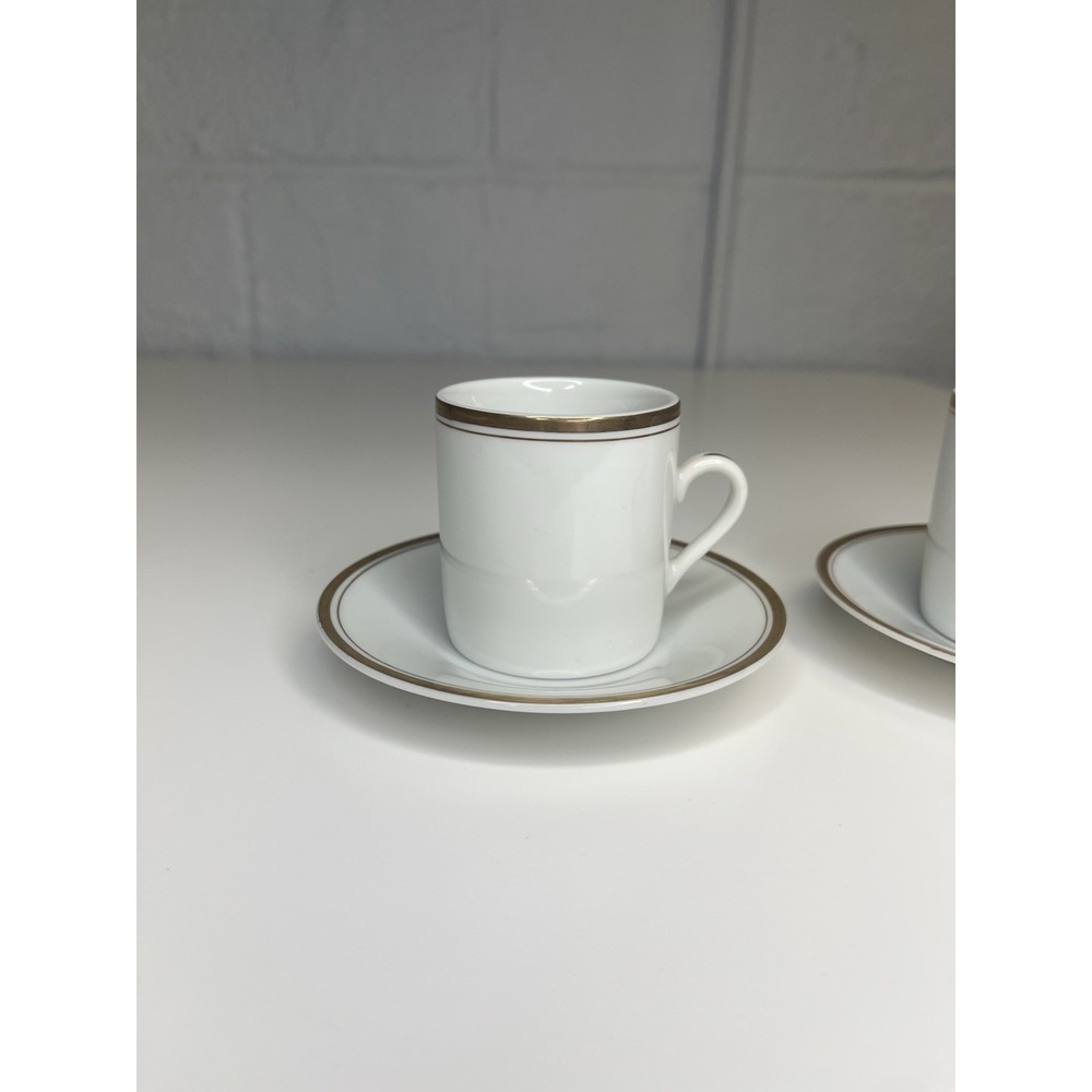 Williams Sonoma Brasserie Gold Trim Demitasse Espresso Cup‎ & Saucer Set 2 Japan - Picture 2 of 14